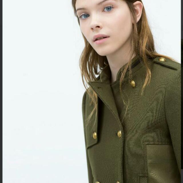 Zara TRF Dark Khaki Olive Green Army Military Jacket Coat Women s Fashion Coats Jackets and Outerwear on Carousell