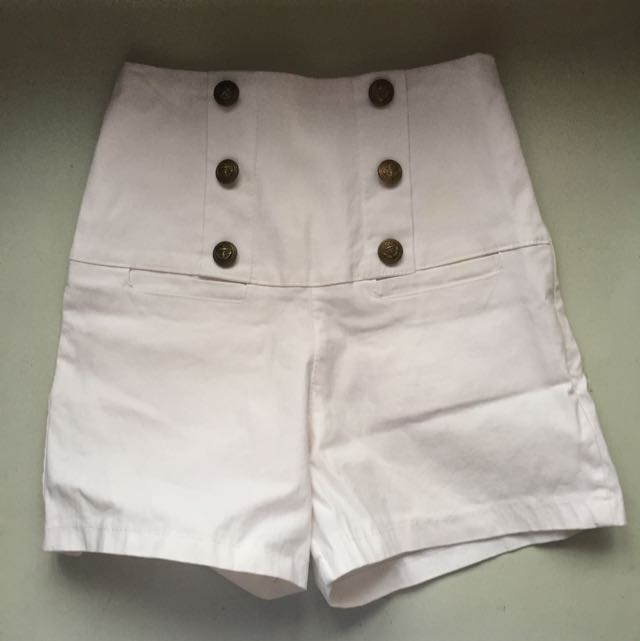 High Waisted Marine Anchor Gold Buttons 