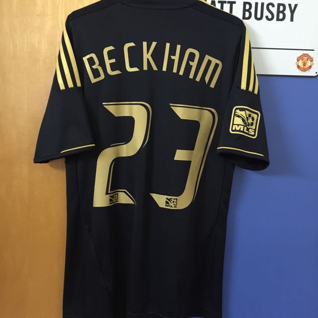 Official ADIDAS Authentic LA GALAXY 2011 MLS Third Away 3rd Black/Gold  Jersey BECKHAM #23 Shirt