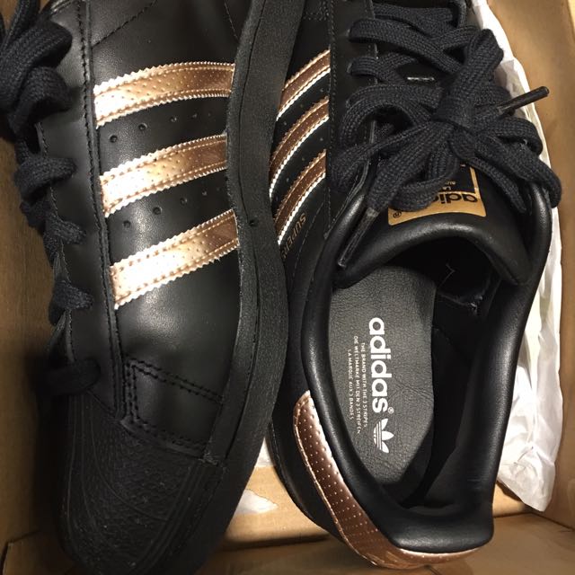adidas superstar shoes black and gold