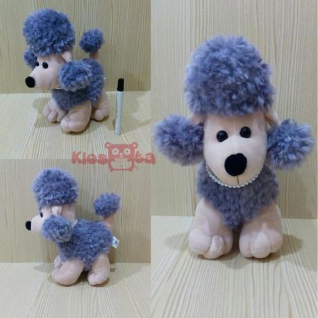 Boneka Anjing Poodle Pudel Kalung Abu Abu Babies Kids Toys