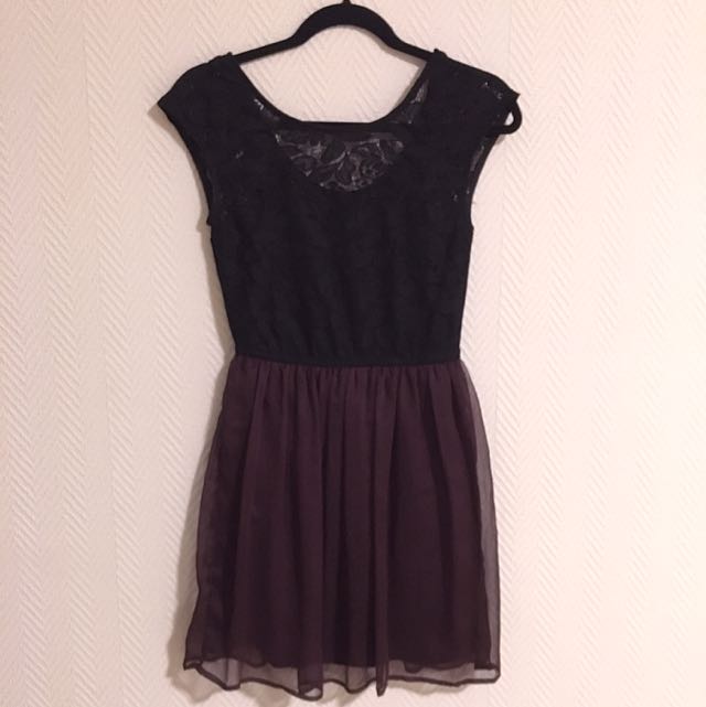 black lace and chiffon dress
