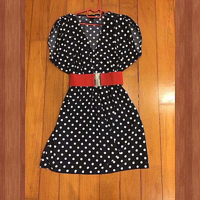 womens navy polka dot dress