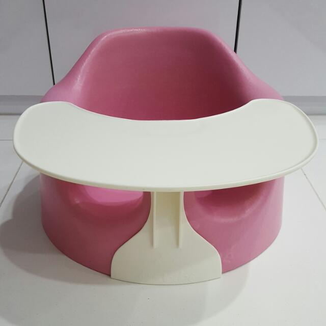 pink bumbo seat with tray