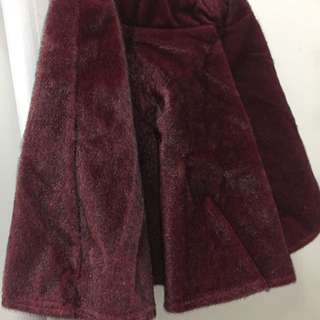 酒紅半截絨裙skirt