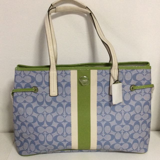 coach tote bag light blue