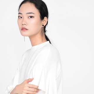 Charles&keith 小ck 黑色瑪瑙石垂墜式耳環