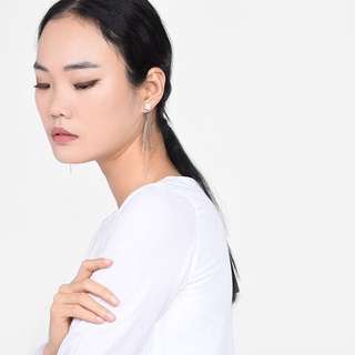Charles&keith 小ck 白紋石垂墜式耳環