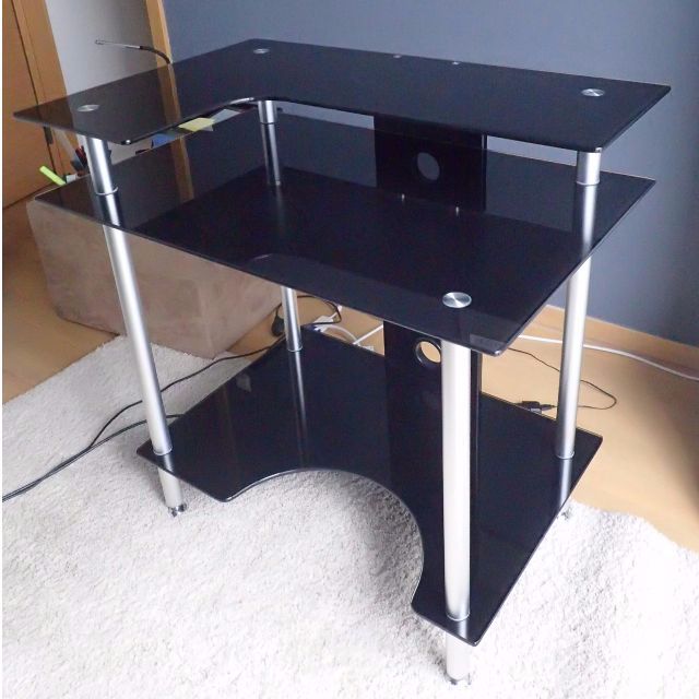 Black tempered glass sales computer desk