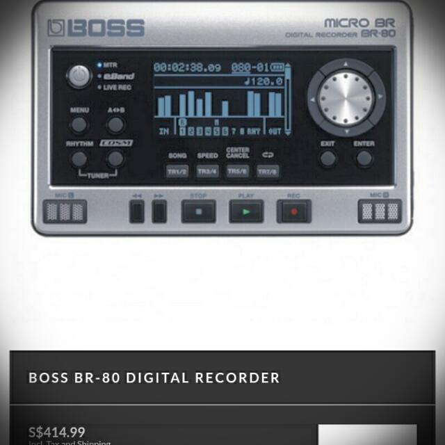 Boss Micro Br Br 80 Digital Multi Track Recorder E Jam Stereo Recorder Audio Interface And Many More Music Media Music Instruments On Carousell