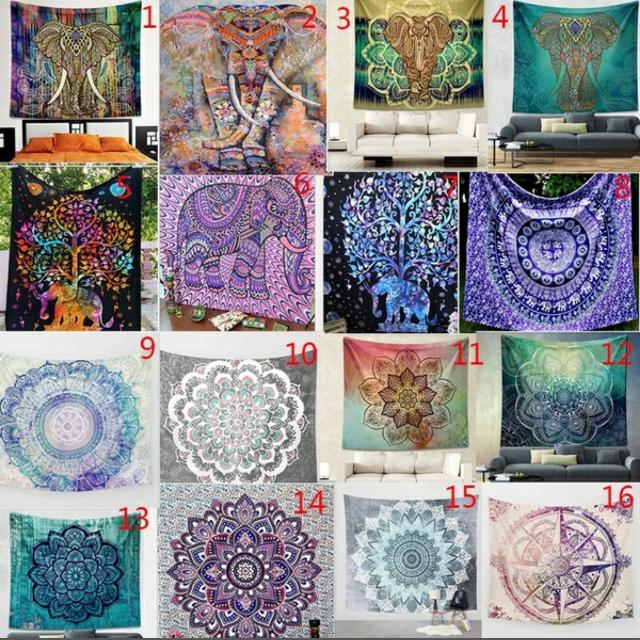 Preorder Elephant Tapestry Colored Printed Decorative Mandala