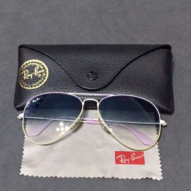 Ray Ban Aviator Classic White Frame with Faded Black Lens, Luxury,  Accessories on Carousell