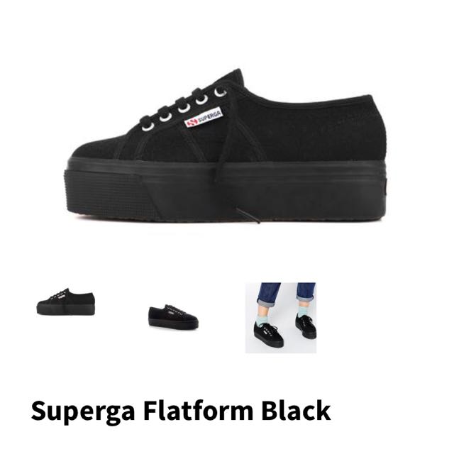 superga black flatforms