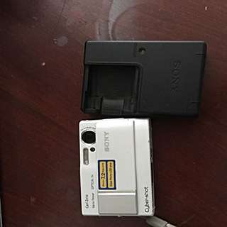 White Digital Sony Camera With Charger