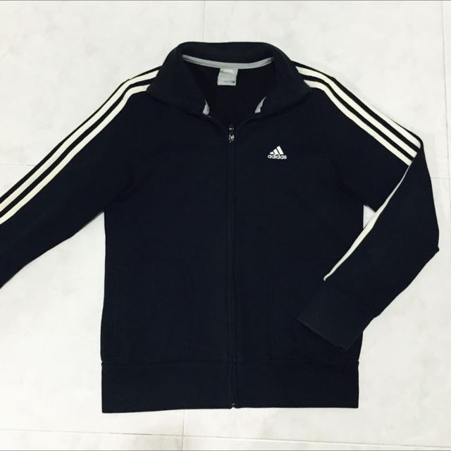 white adidas jacket with black stripes