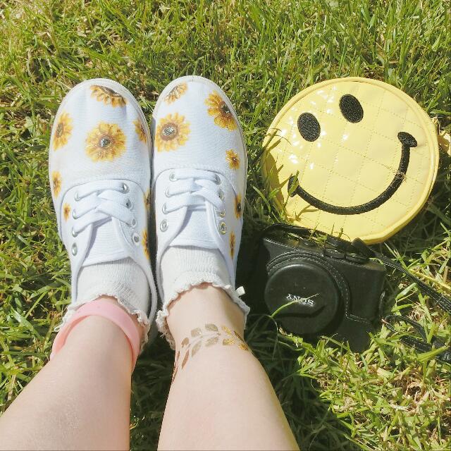 sunflowers painted on shoes