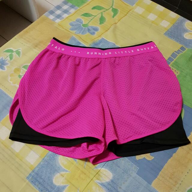 pink running shorts