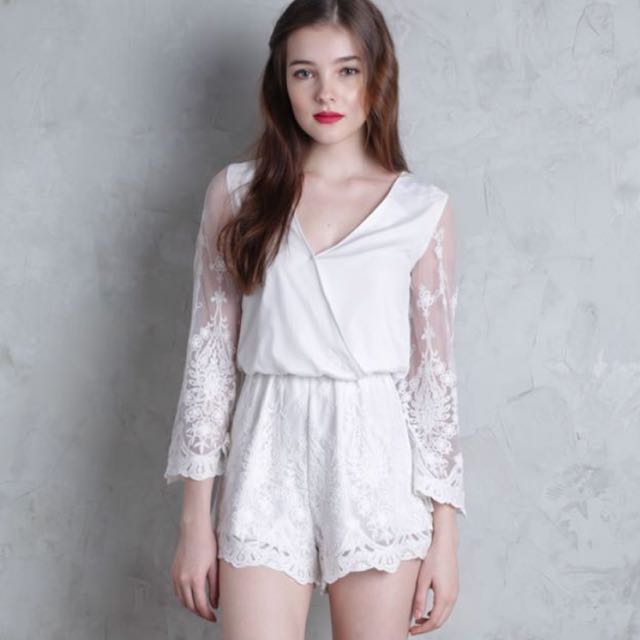 amora white lace jumpsuit