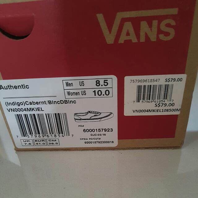 vans size label
