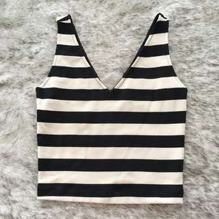 Black & White Stripe Crop Top