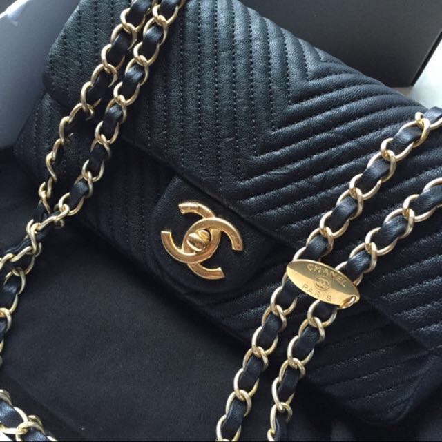 CHANEL Beige Chevron Quilted Herringbone Leather Gold Medal Chain Small  Flap  My Dreamz Closet