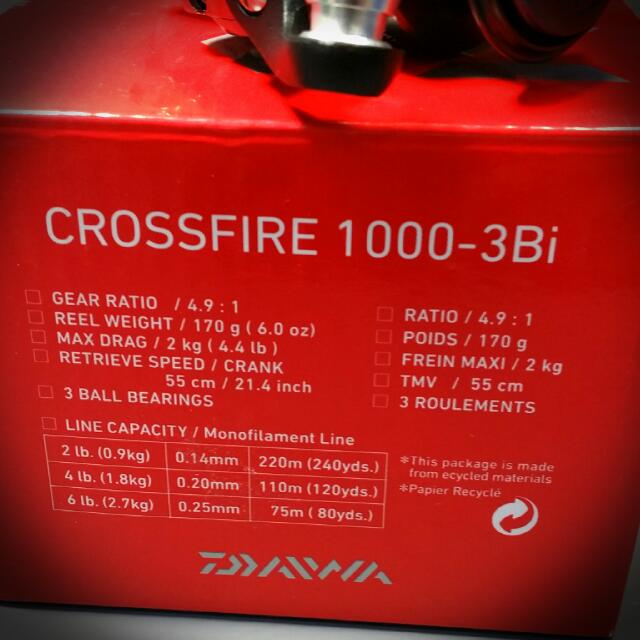 New!!! Just In!!! Daiwa Fishing Reel Crossfire 1000-3Bi (AD