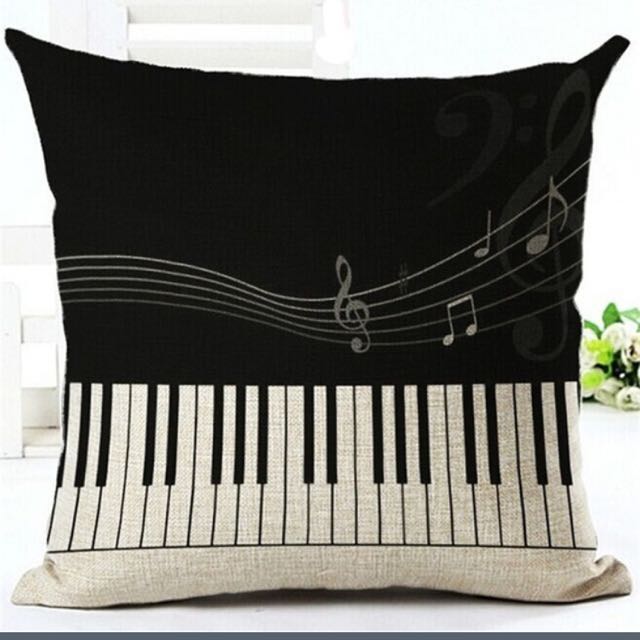 18 Creative Piano Music Notes Pillow Cases Cotton Linen Sofa