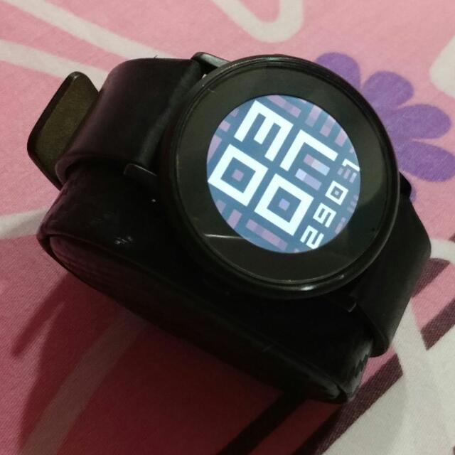 pebble time round black