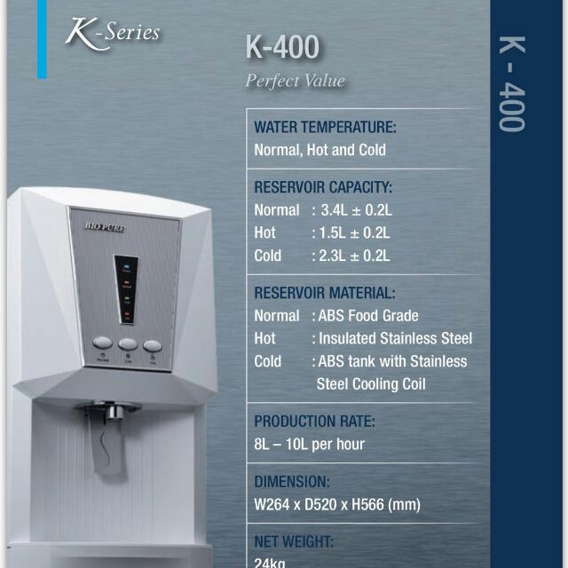 Elken Biopure K400 Water Purifier Furniture Others On Carousell