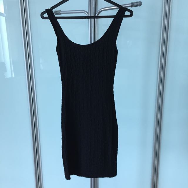 H M Black Bodycon Dress Uk 6 Formal Casual Bikini Swimsuit Lbd