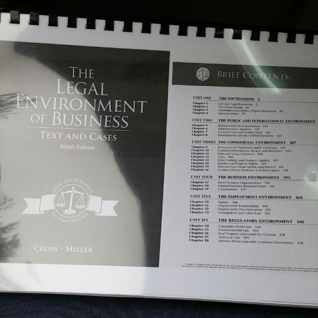 Mgt 401 The Legal Environment Of Business Text And Cases Books