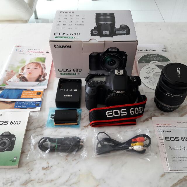 preloved dslr camera canon eos 60d ef s 18 200 is kit full accessories