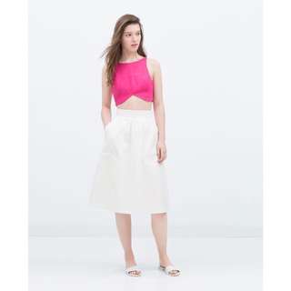 LIA PLEATED CAMI CROP TOP (RIBBON PINK)