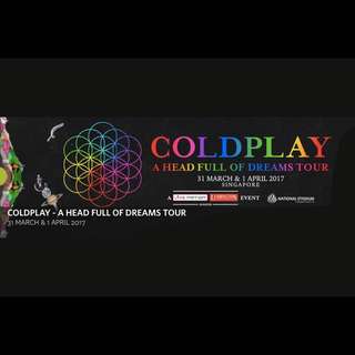 WTS: 2 x CAT 7 Tickets For COLDPLAY - A Head Full Of Dreams Tour, 31 March 2017
