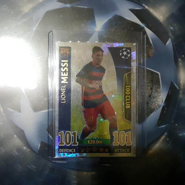 Match Attax Champions League 15 16 Lionel Messi 100 Club Toys Games Board Games Cards On Carousell
