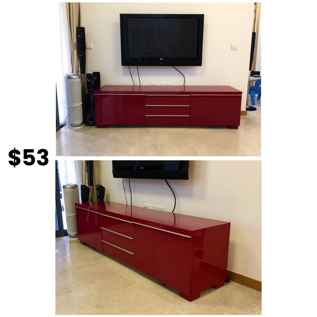 Red Ikea Tv Console Furniture Home Decor On Carousell