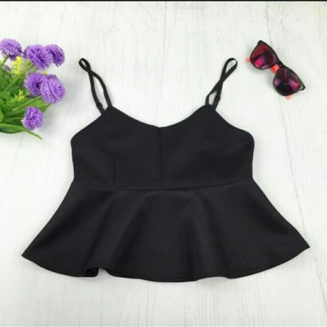 Valley girl Black Peplum Top, Women's Fashion, Tops, Blouses on Carousell