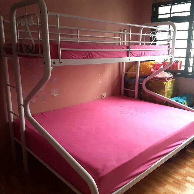 Double Decker Queen Single Bunk Bed Furniture Beds Photo