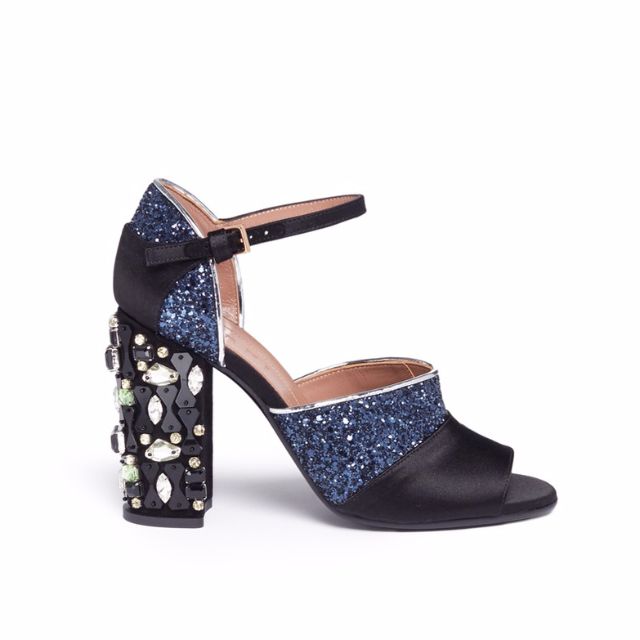 MARNI JEWELLED HEEL SATIN COARSE GLITTER SANDALS Women s Fashion