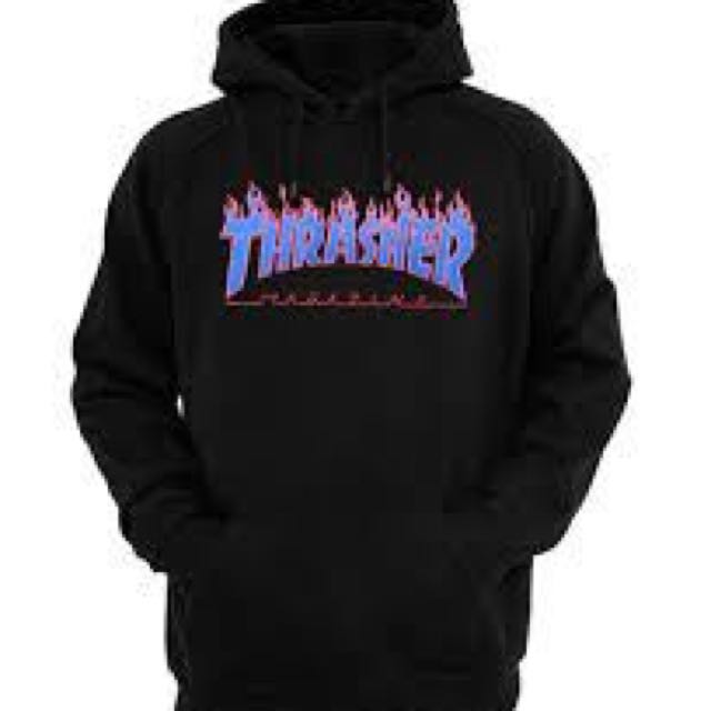 Thrasher Pink Flame Blue Text Men s Fashion Tops Sets Shirts on Carousell