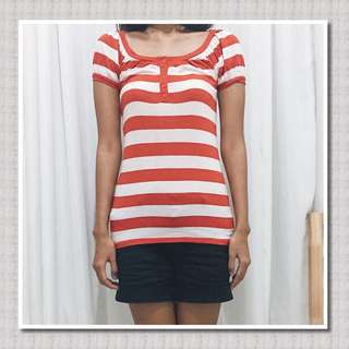 (REPRICE) Forever 21 Stripe Buttoned Tshirt