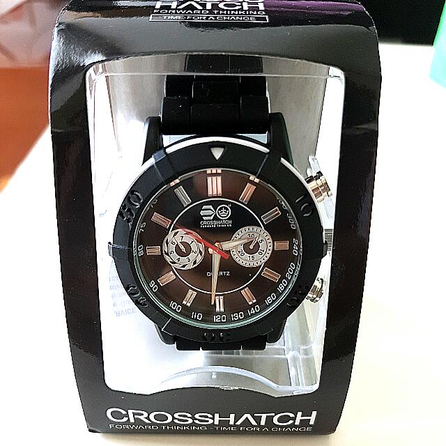 Crosshatch Black Watch with White Dial with Imitation Inner Dials | ASOS