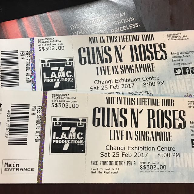 gun N roses ticket (GNR), Tickets & Vouchers, Local Attractions