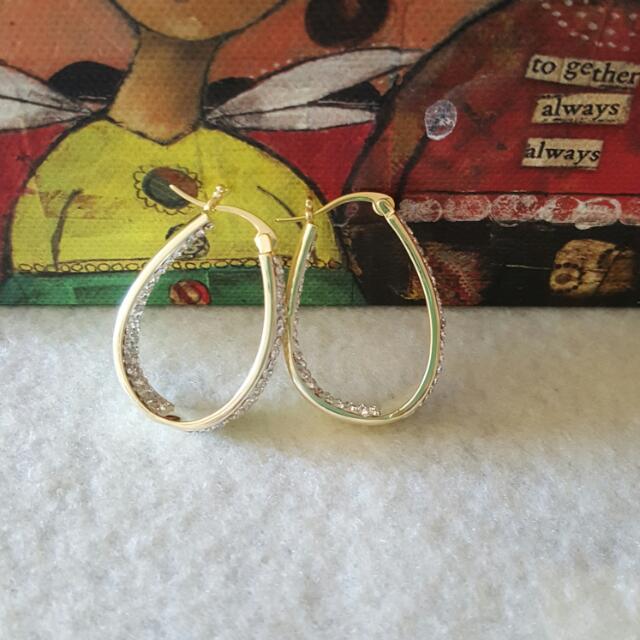 Swarovski Crystal Gold Hoop Earrings Luxury Accessories on