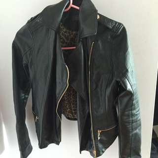 Suzy Shier leather gold zip jacket