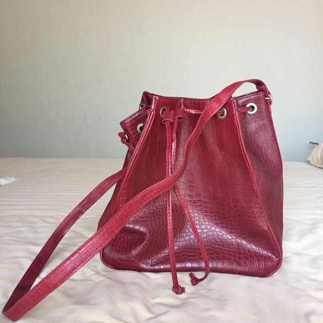 mango croc effect bucket bag