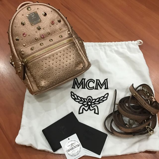 rose gold mcm backpack