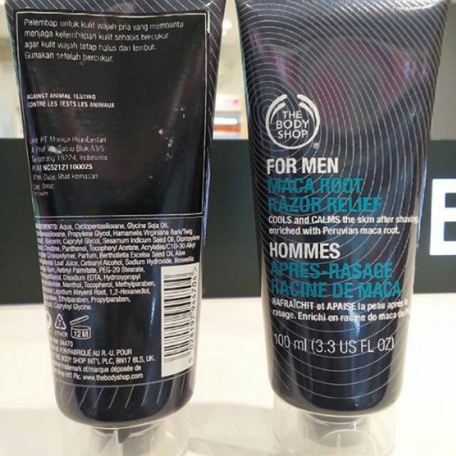 Sale The Body Shop Maca Root Razor Relief Pelembab Wajah Untuk Pria Kesehatan Kecantikan Kulit Sabun Tubuh Di Carousell