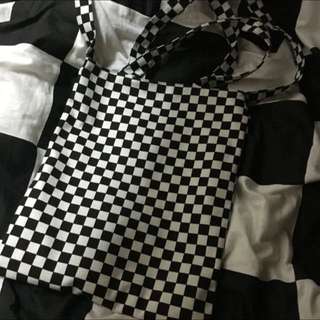 棋盤格帆布包
