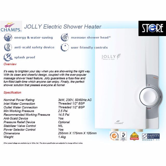 Champs Jolly Instant Water Heater, Babies & Kids, Bathing & Changing ...